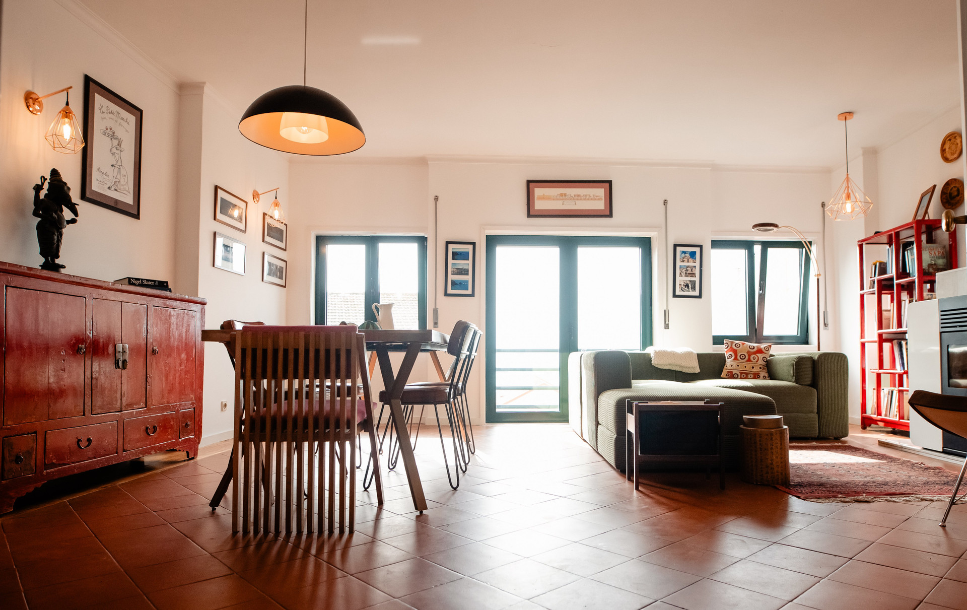 Open living and dining area