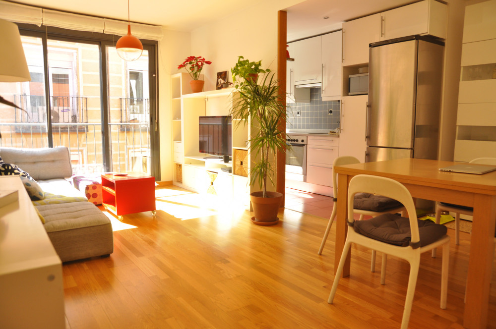Sunny 2 bedroom flat in the centre of Madrid. A/C