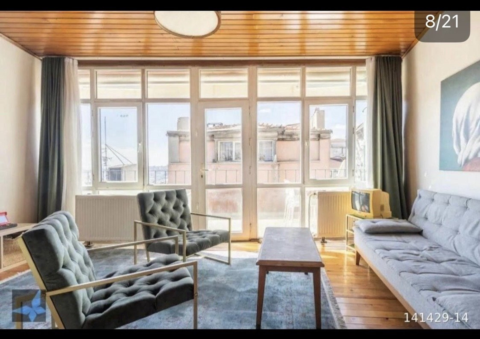 Bright living room large windows