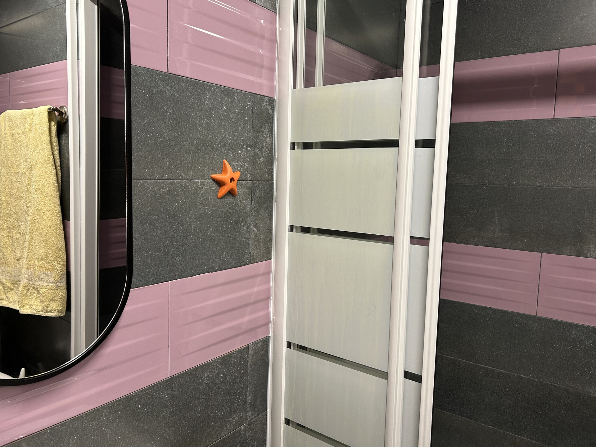 Bathroom shower enclosure pink tiles