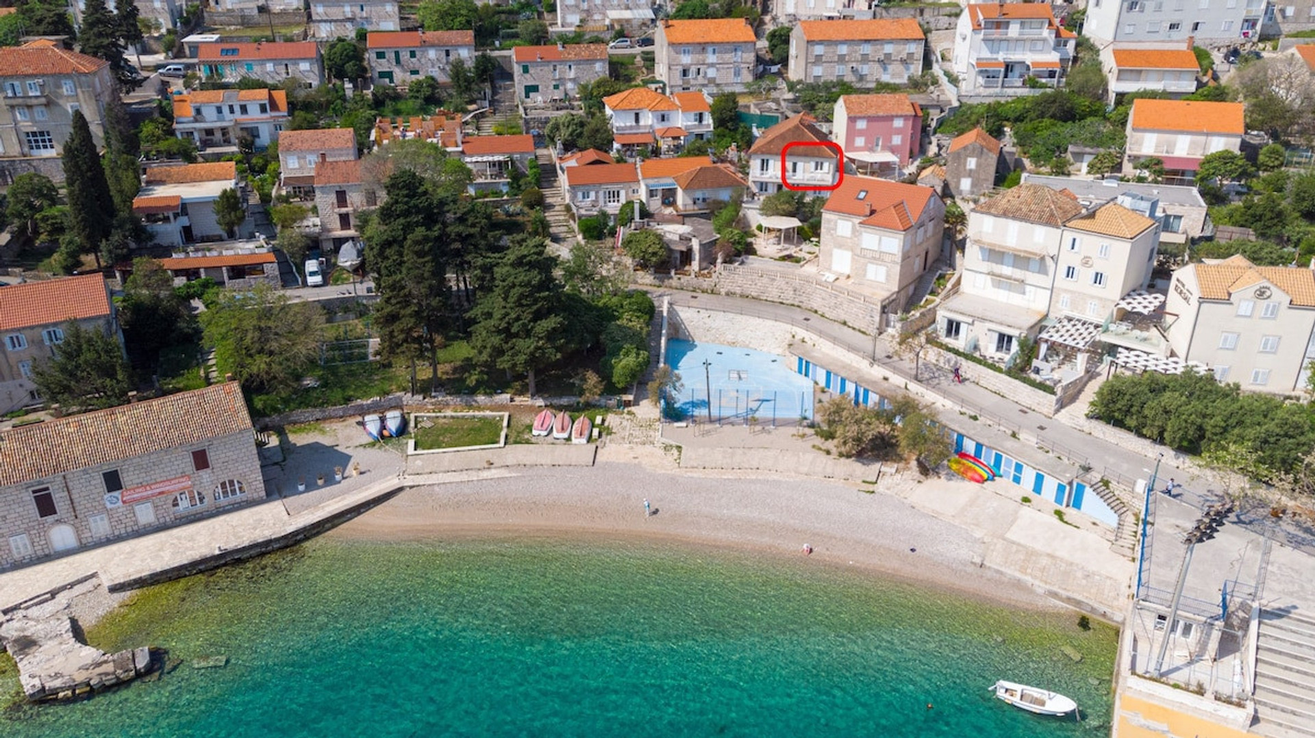 Korcula panorama with location of the apartment 