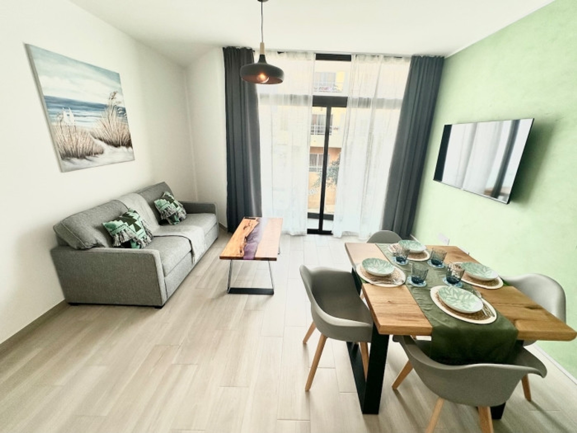 Living room with dining area