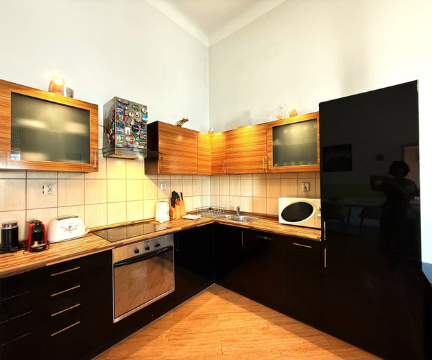 Kitchen with wooden cabinets