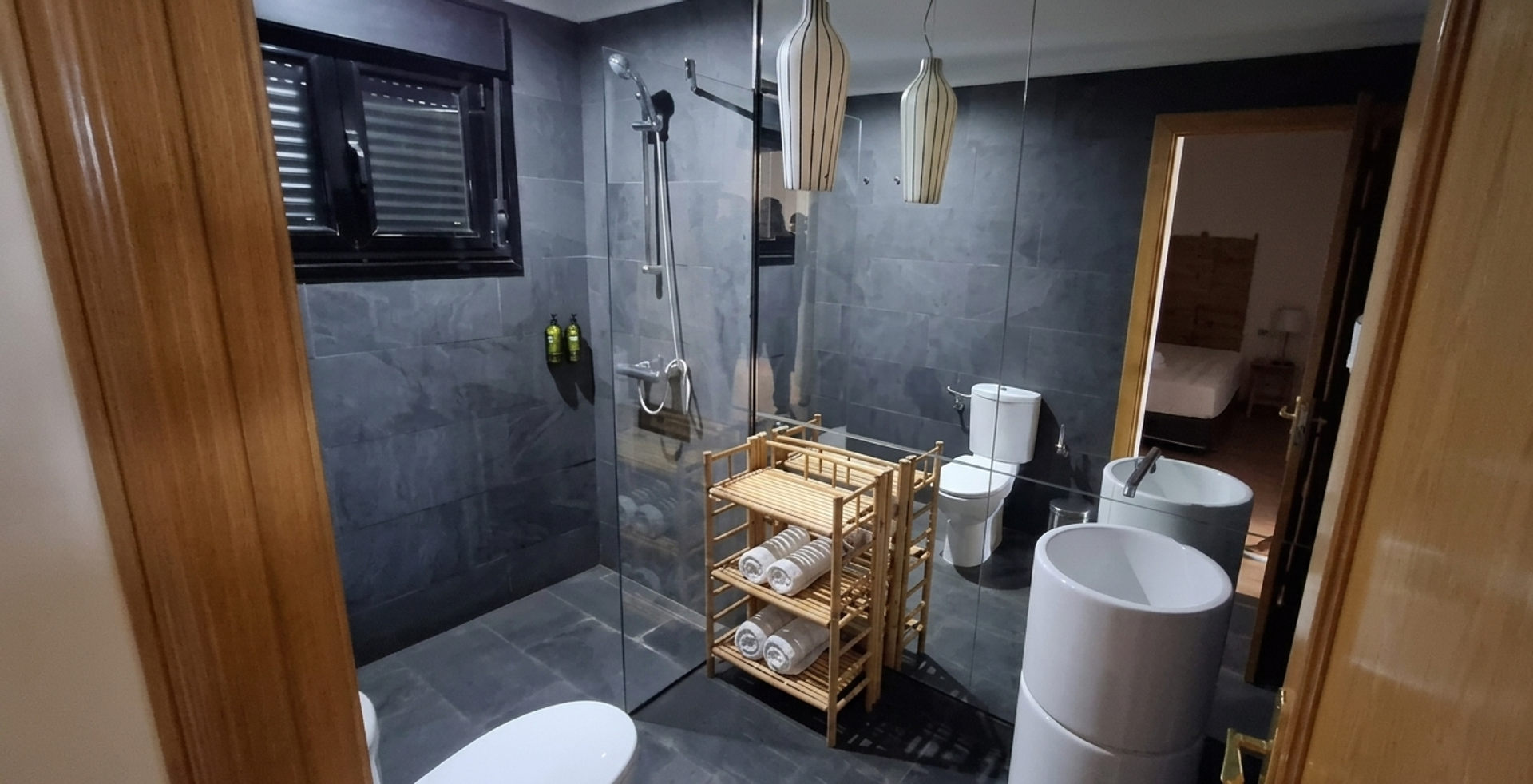 Modern bathroom with walk-in shower