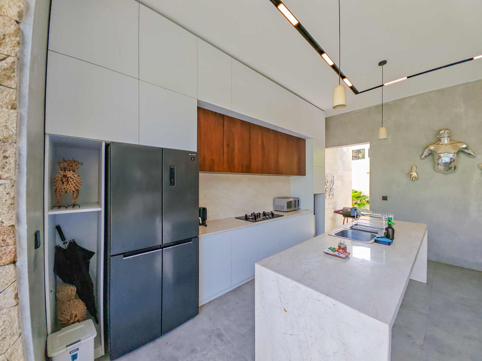 Modern kitchen with marble island