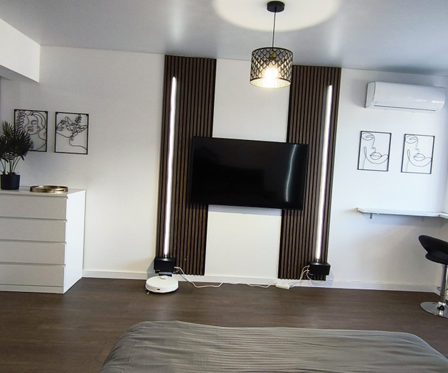 TV wall with decor accents