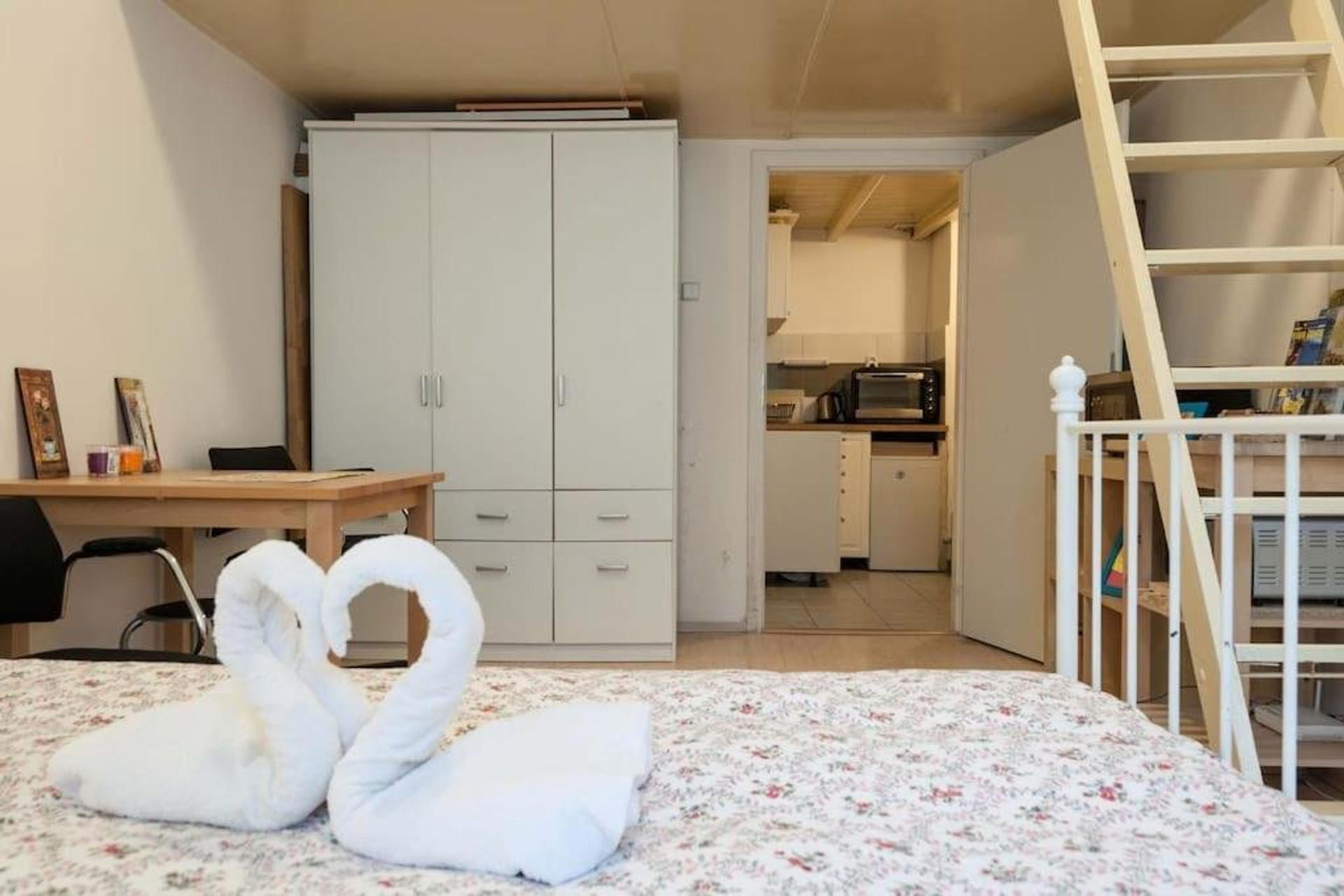 Reverse angle. Large wardrobe for storage. 