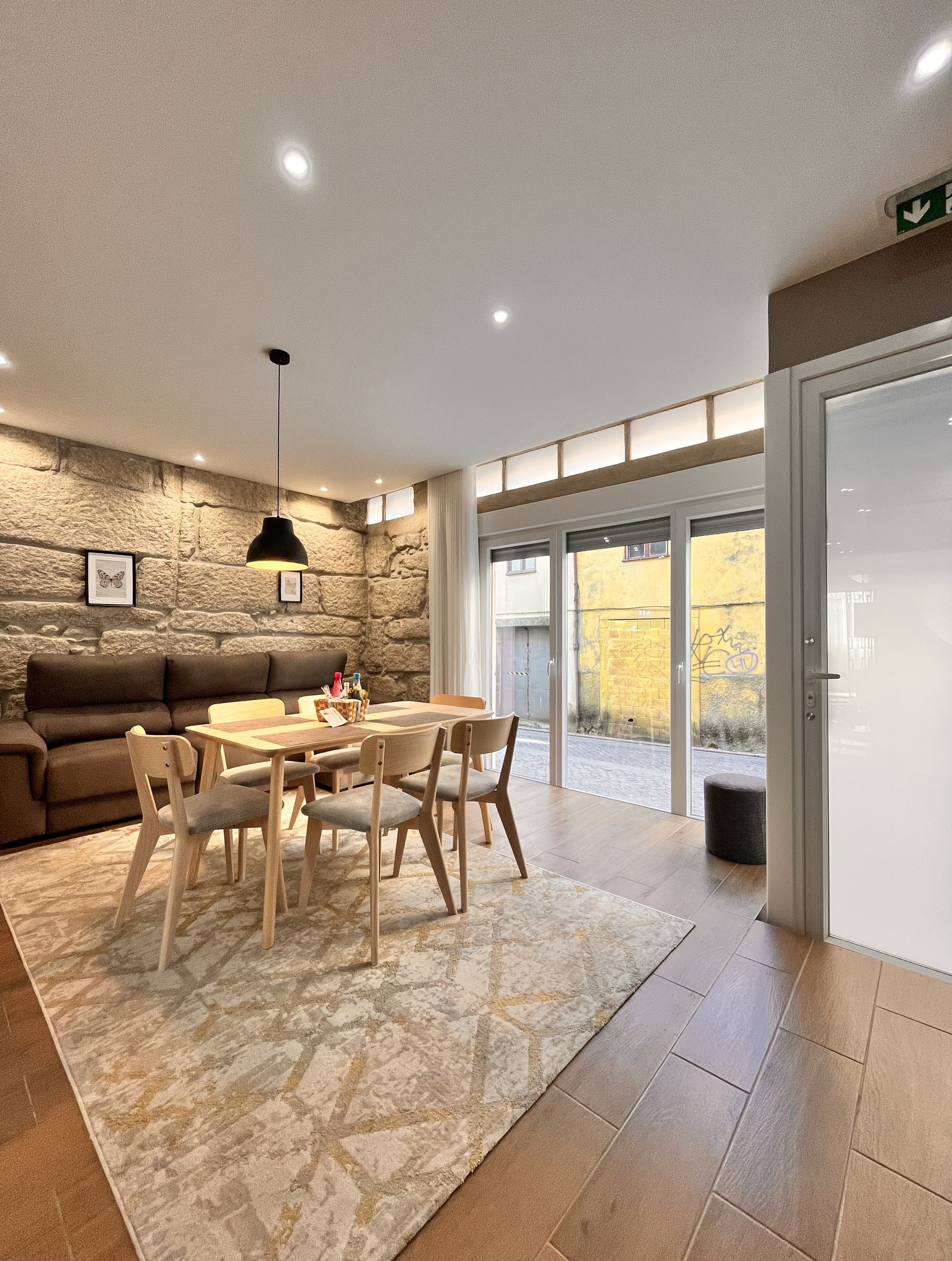 Living room with blinds opened 