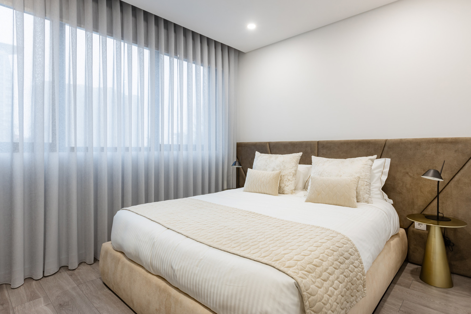 Bedroom with double bed, tv wardrobe and AC
