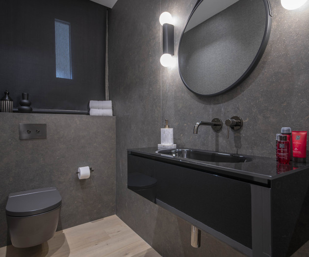 Dark powder room