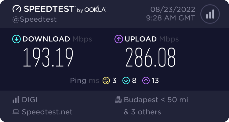 Speedtest.net result