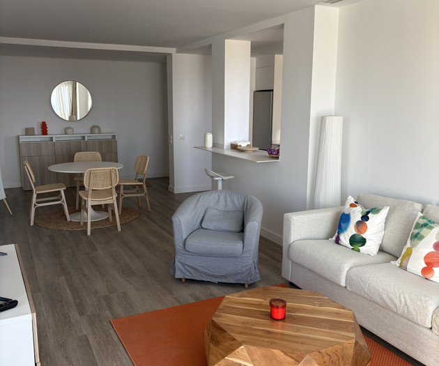 Living room with wood table