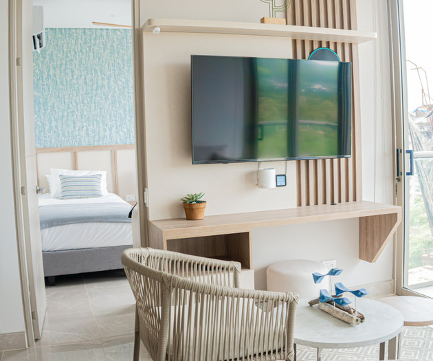 Living area with TV wall