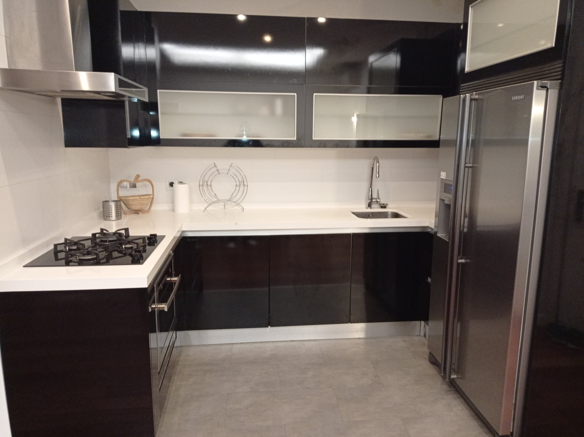 Modern black kitchen stainless appliances