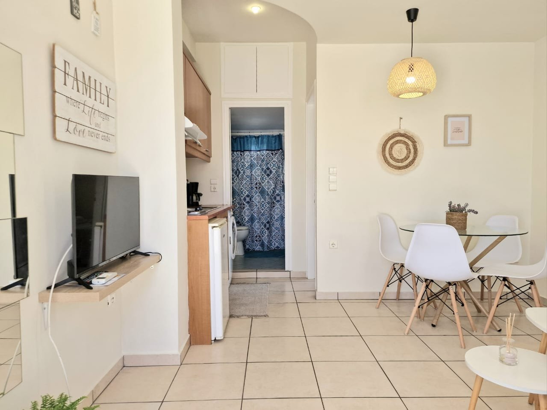 Living room and kitchen area