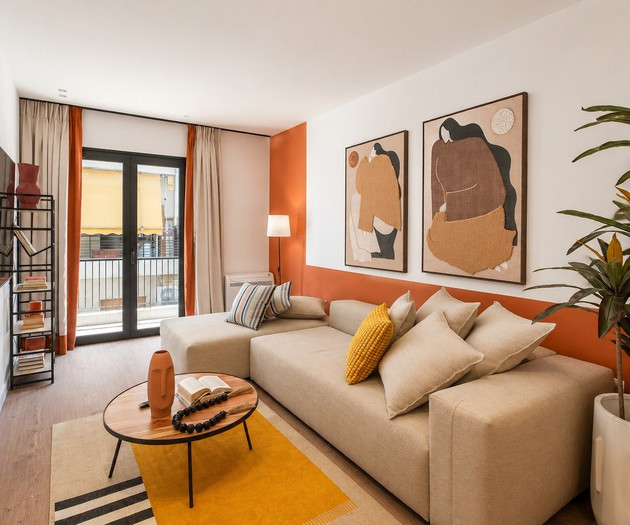 Living room with sofa and art