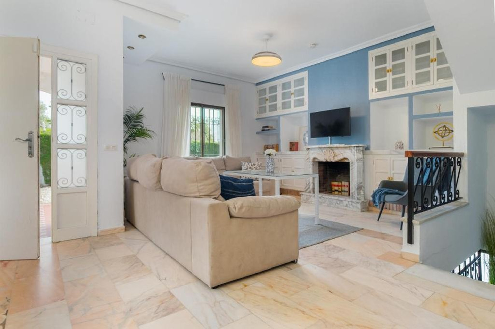 Living room with fireplace