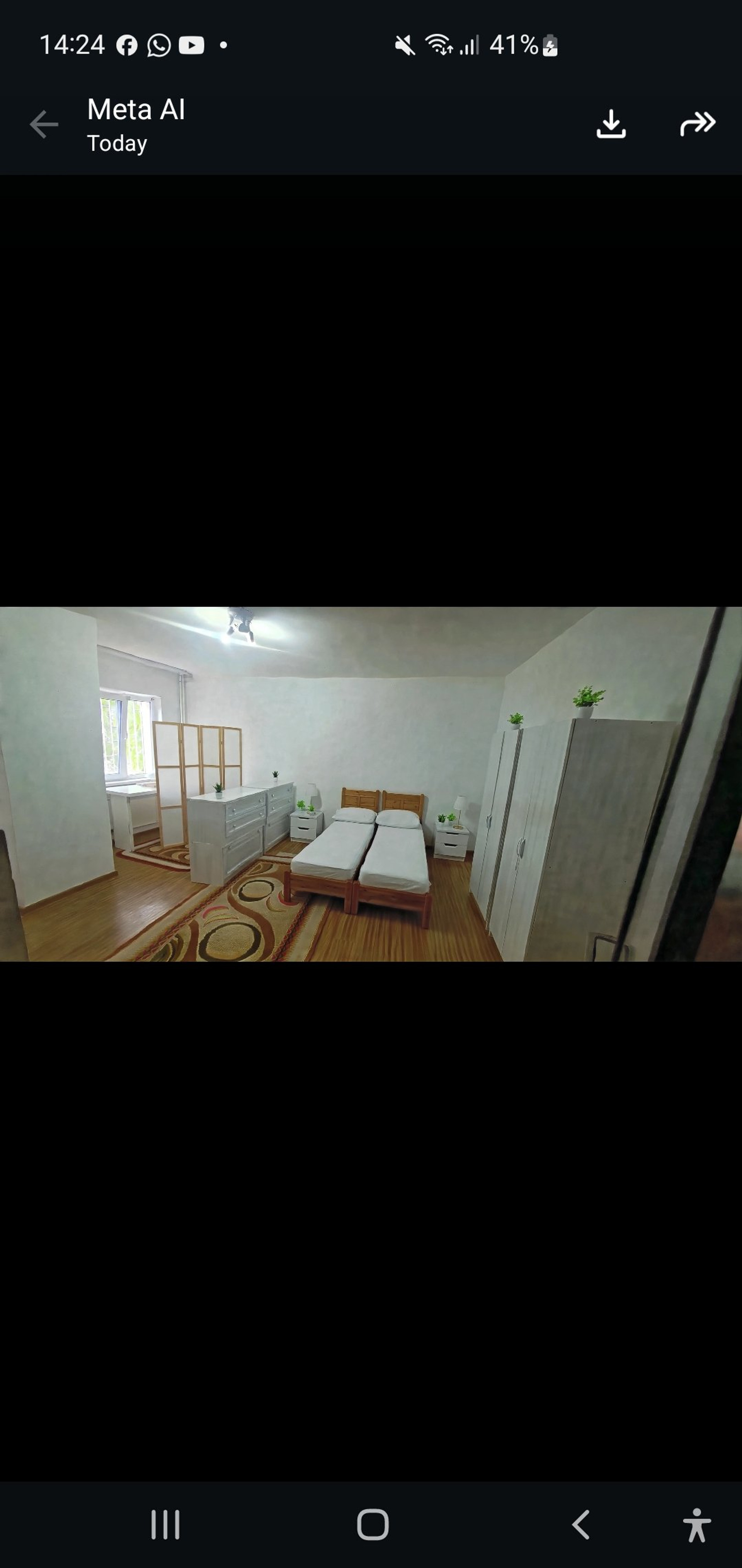 Bedroom with rug, twin beds