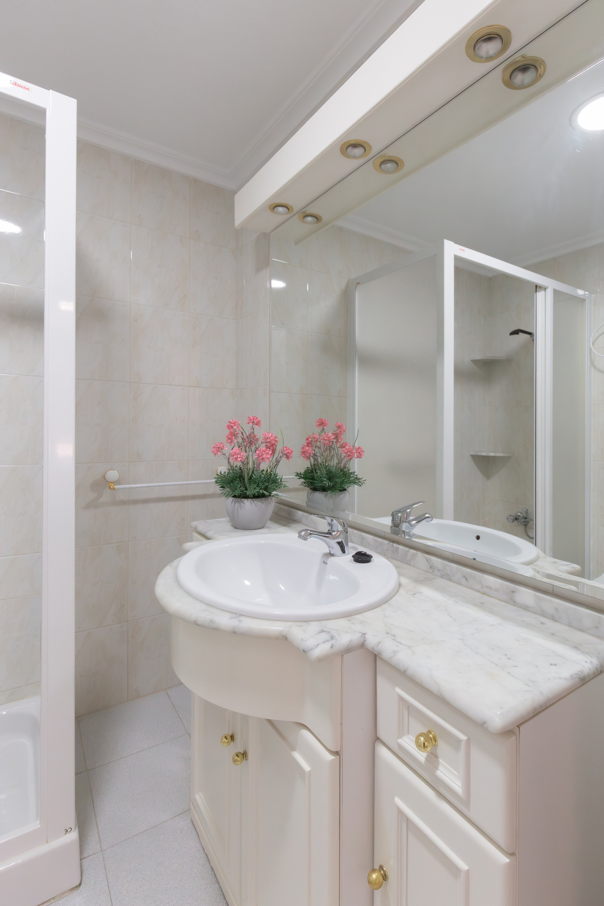 Bathroom sink with mirror