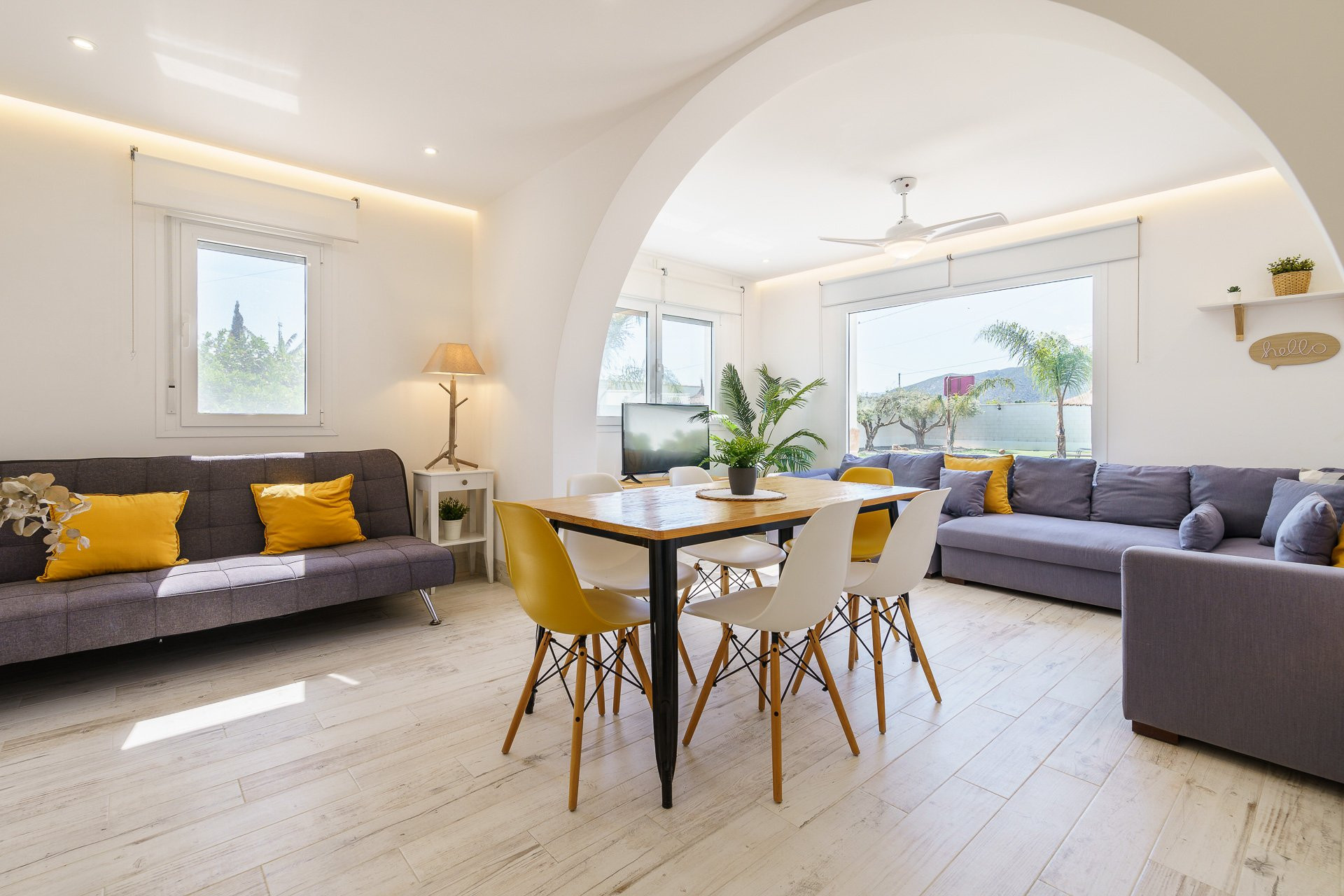 Bright open living dining room