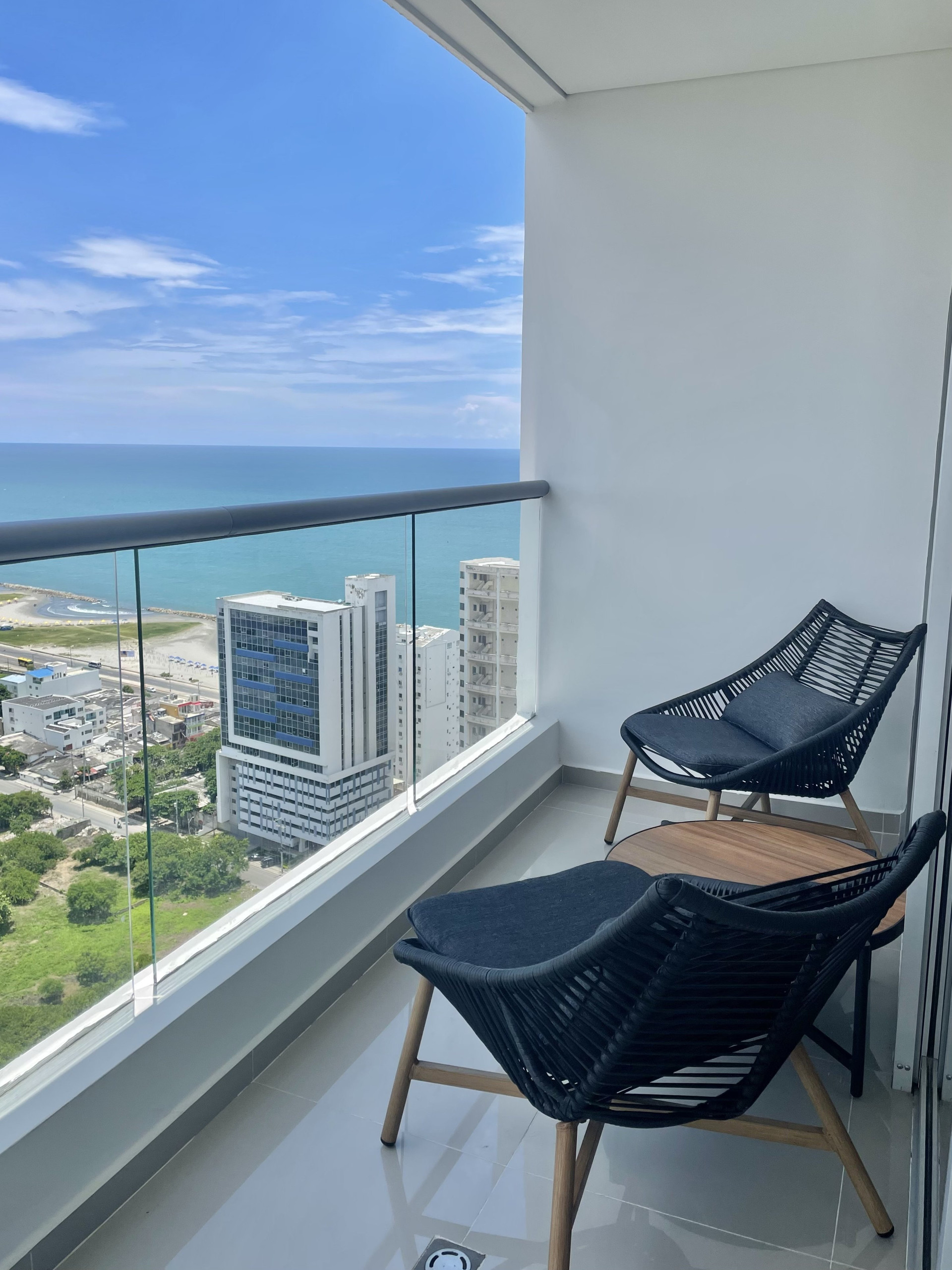 Balcony seating with ocean view