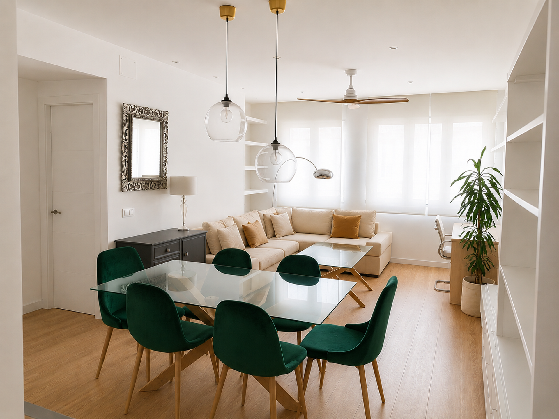 Open living and dining space