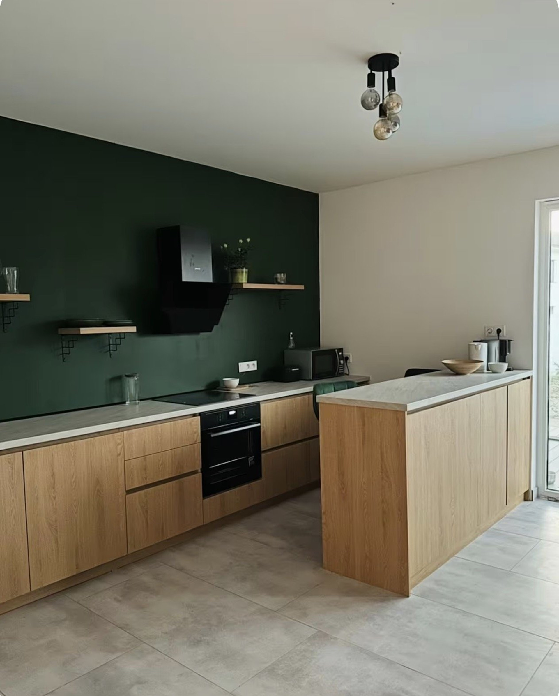 Kitchen with island and oven