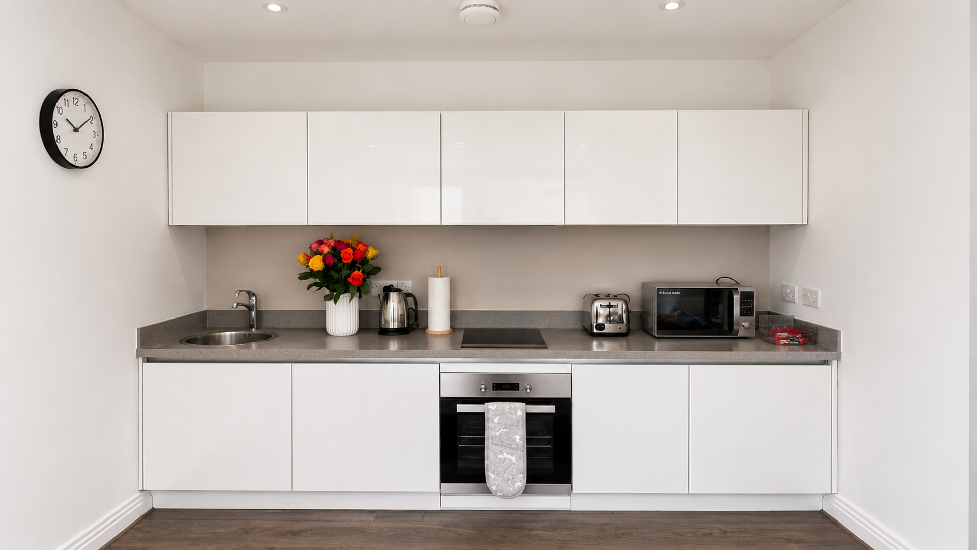 Modern white kitchen counter