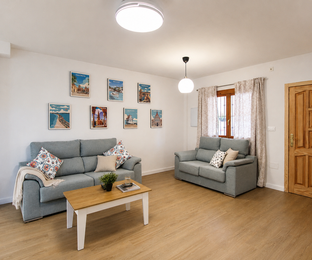 Bright living room seating