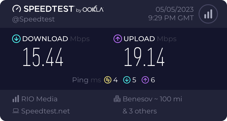 Speedtest.net result