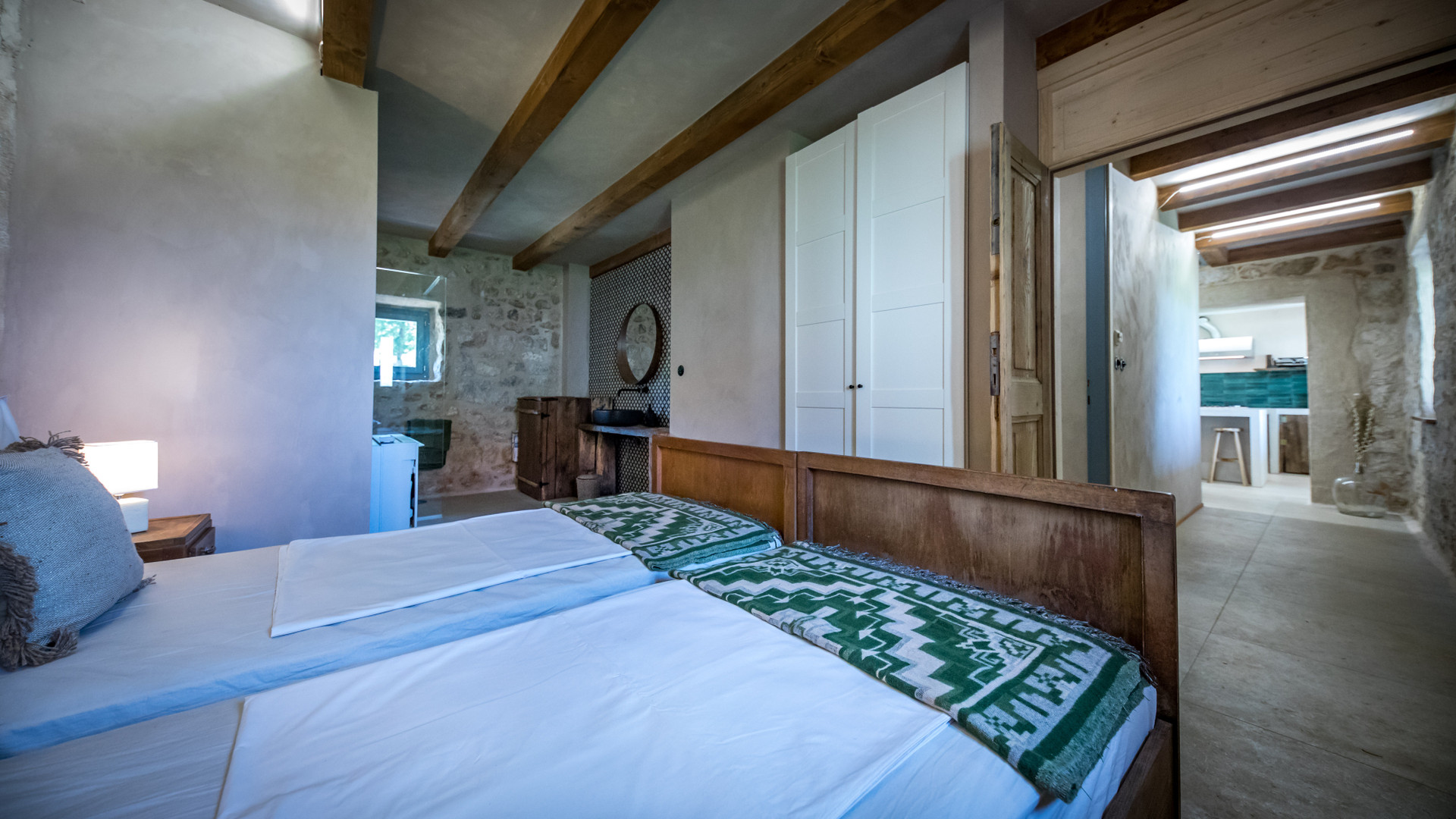 Bedroom with ensuite bathroom view