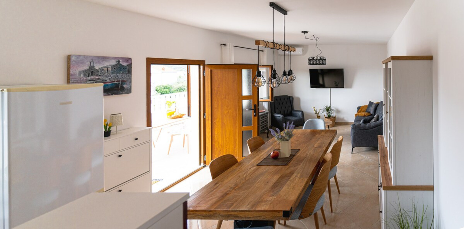 Living room and dining area