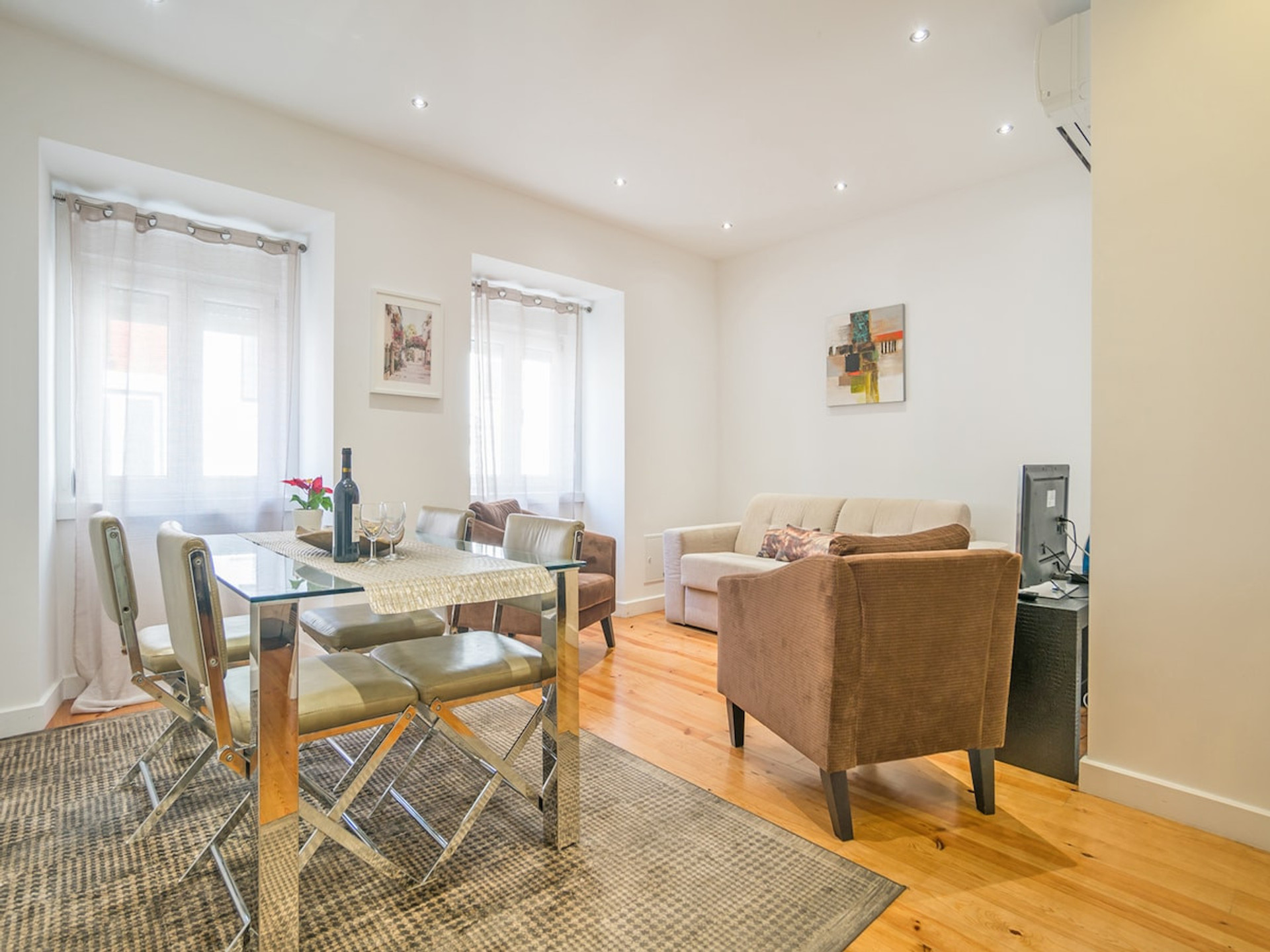 Wooden floor and renovated apartment