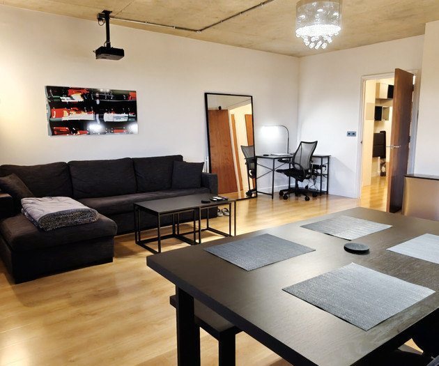 Living room with dining table