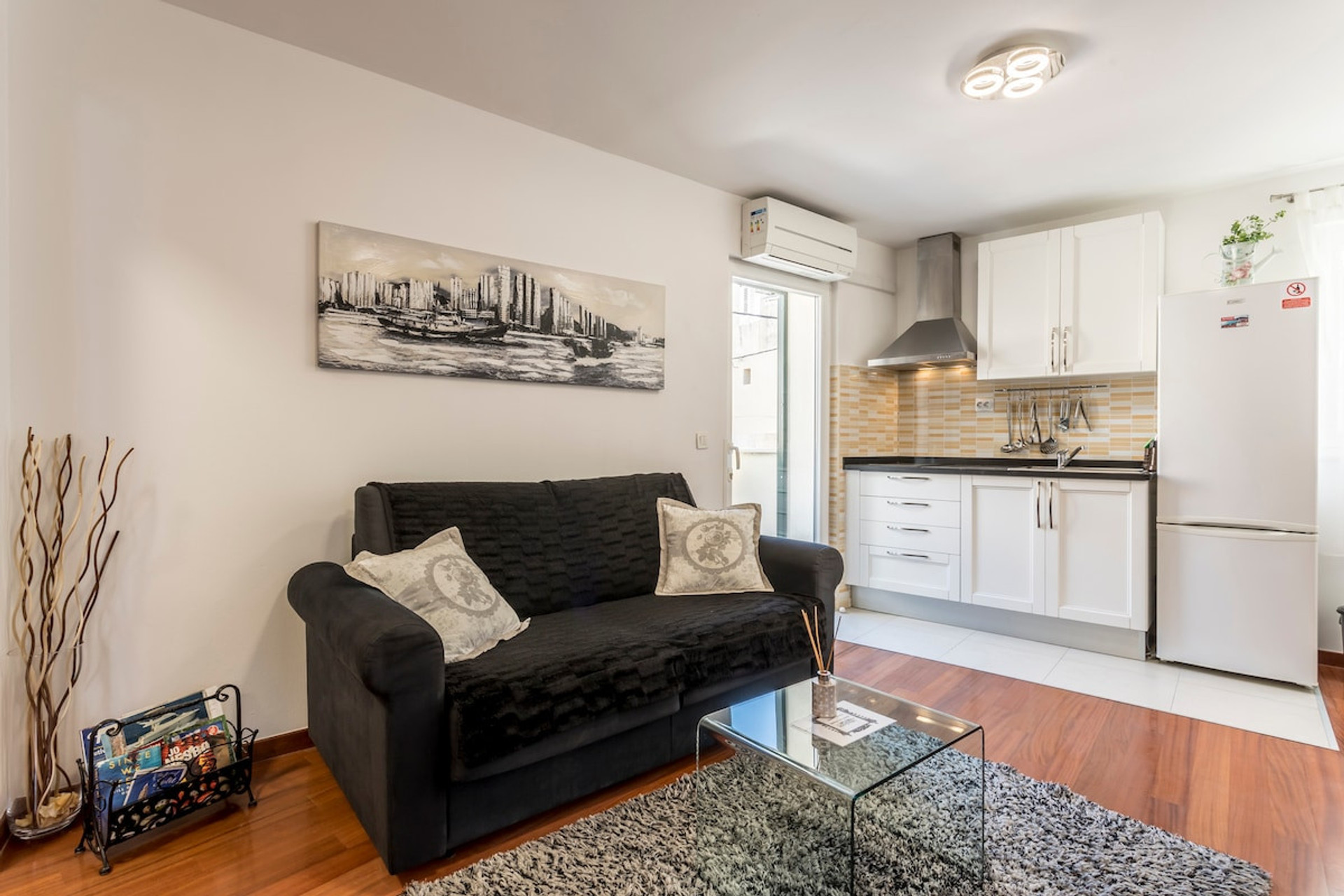 Living room and kitchenette.