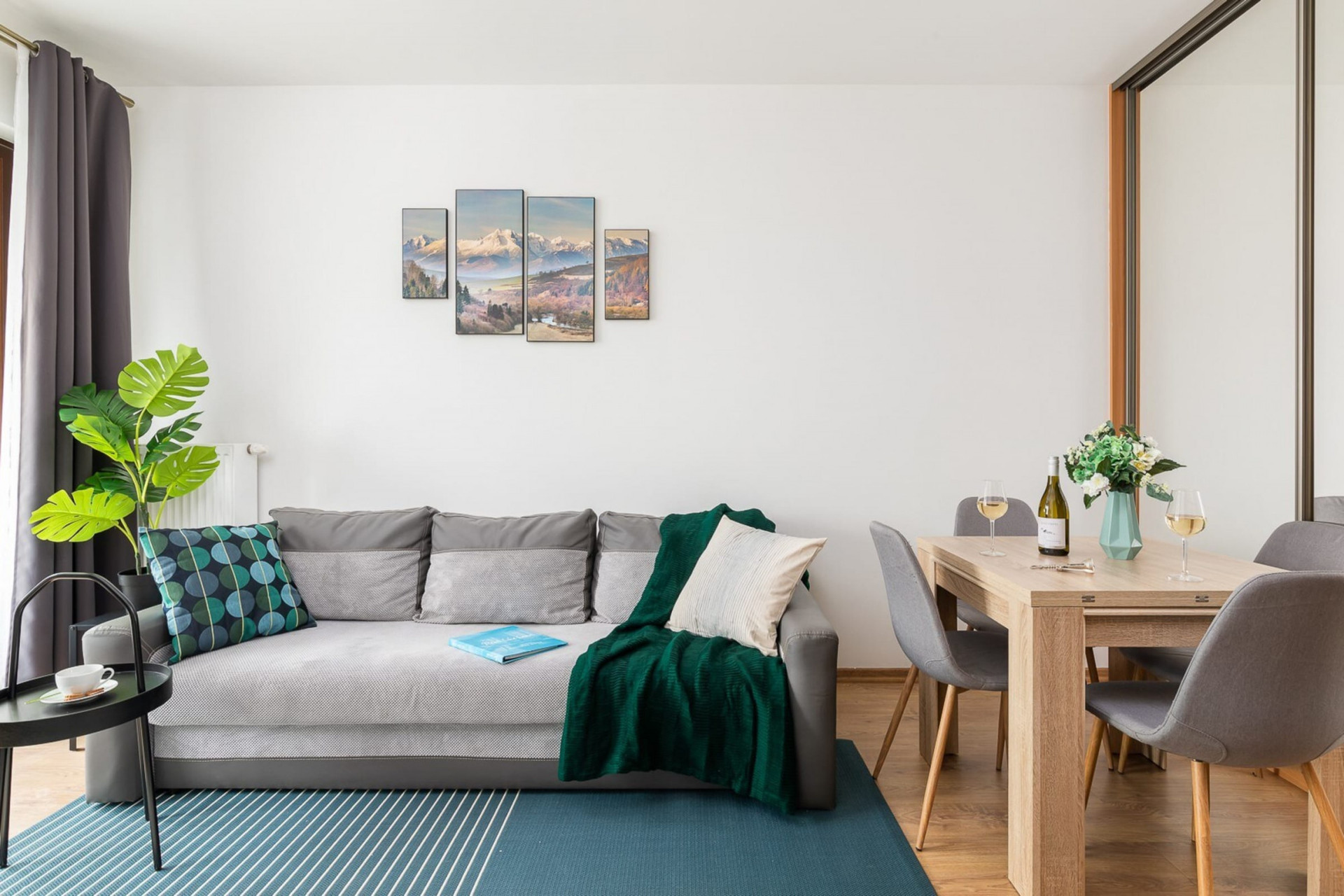The fold-out sofa will provide comfortable accommodation for two.