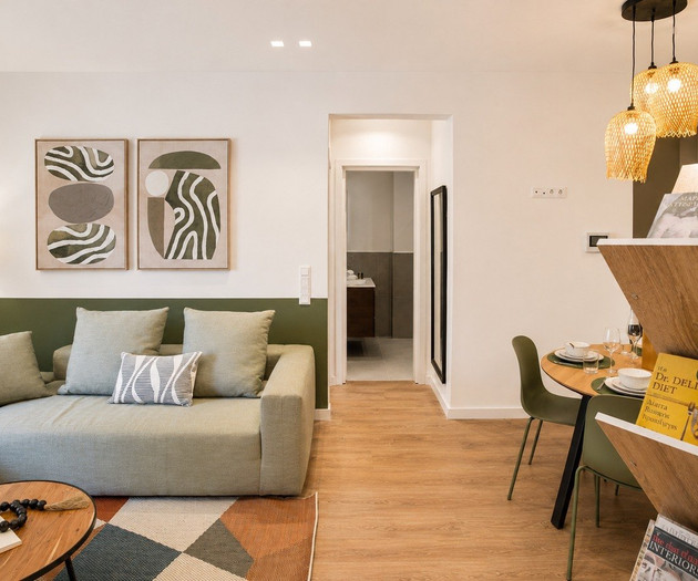 Living room with sofa and art