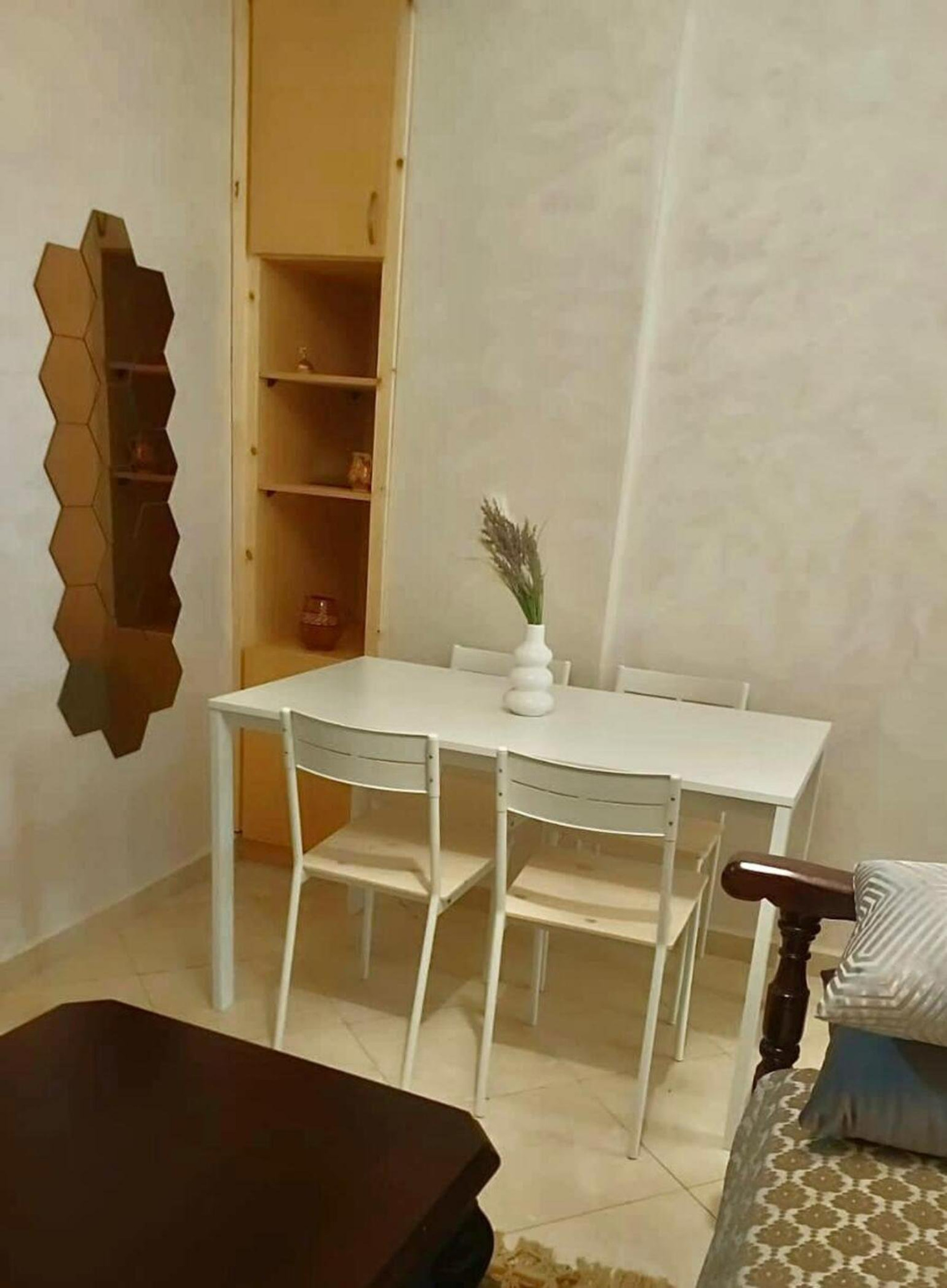 Dining area with white table
