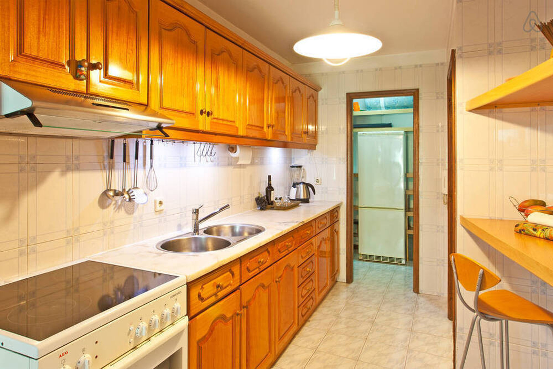 Traditional wooden kitchen with sink