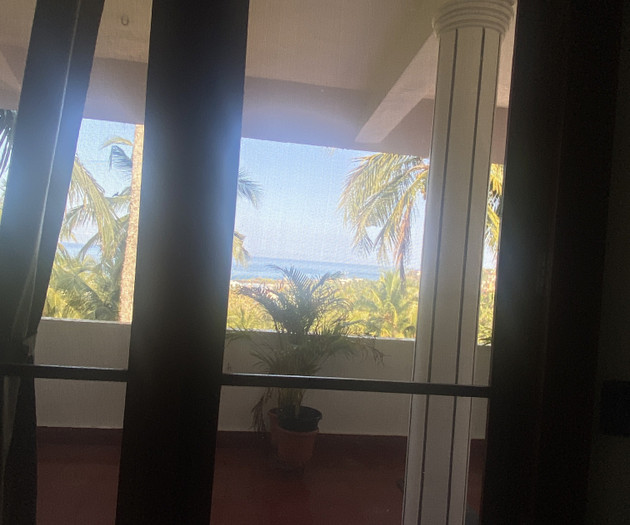View from window to balcony