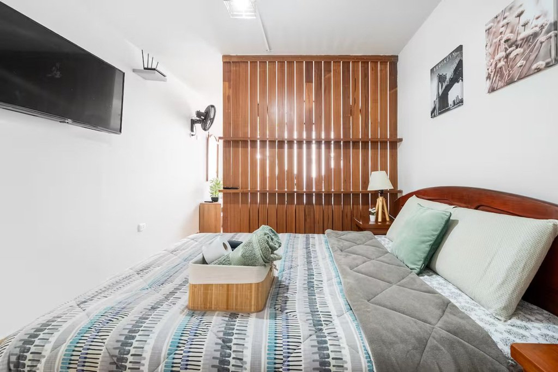 Bedroom with bed and TV