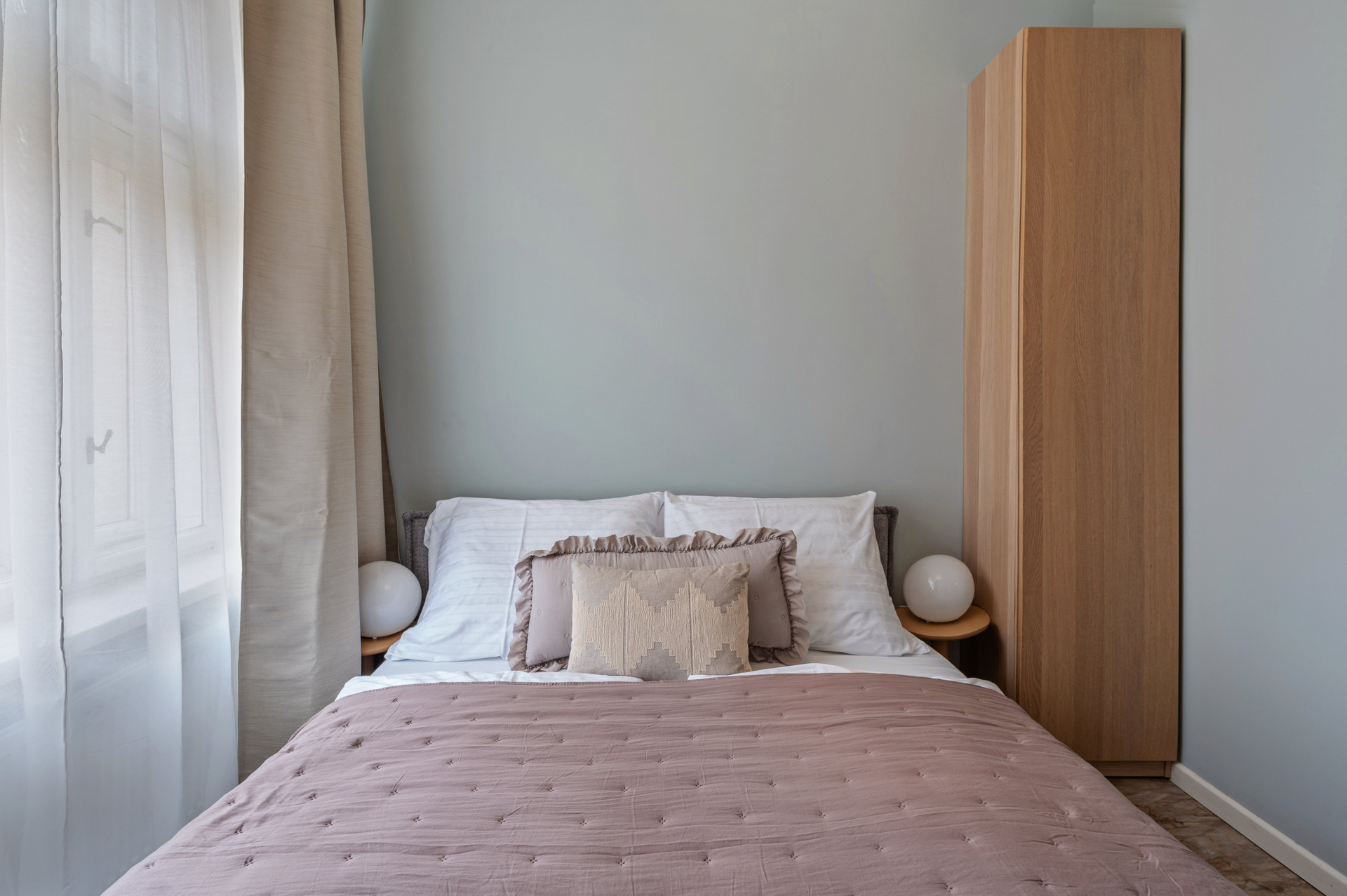 Bedroom with double bed wardrobe
