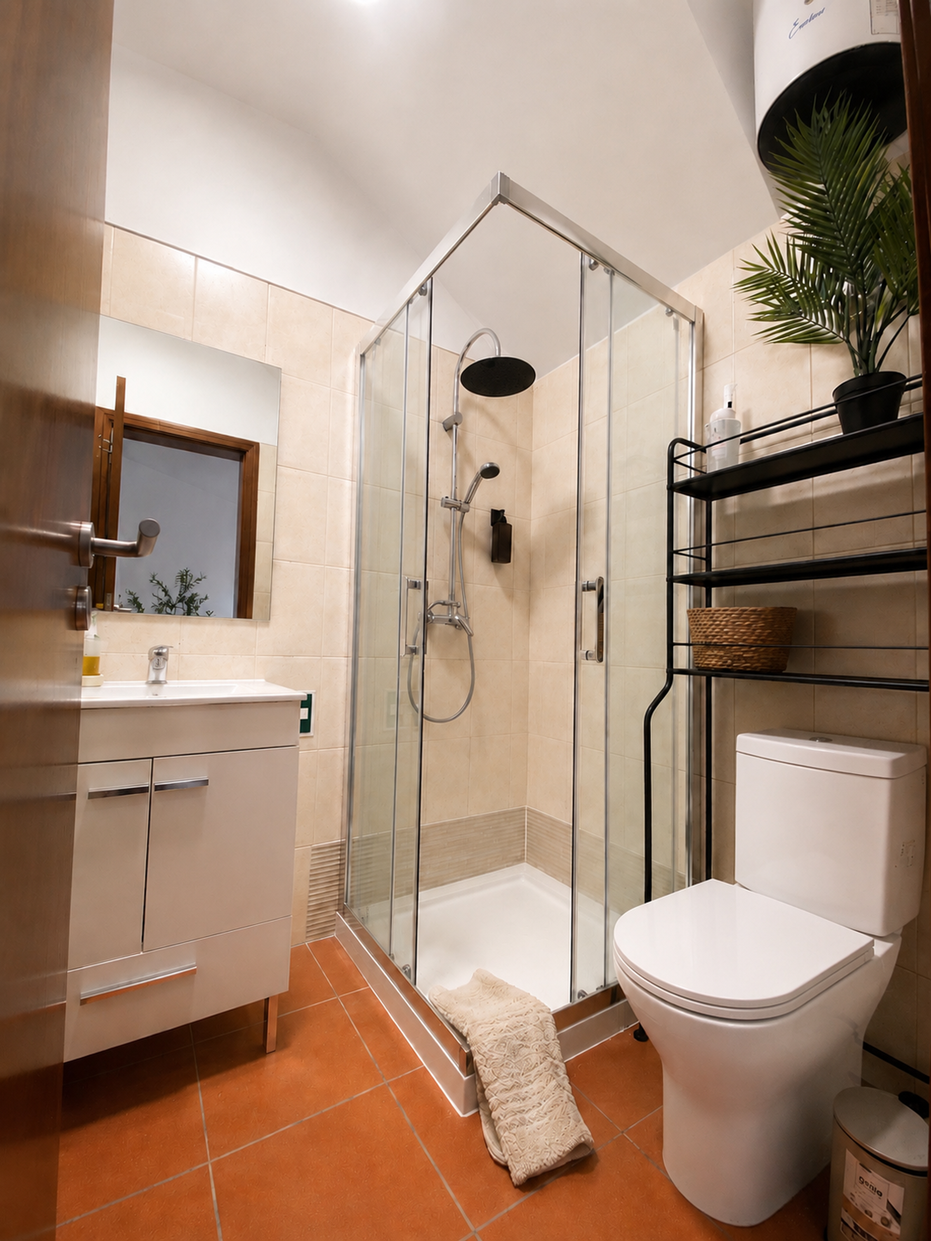 Bathroom with corner shower