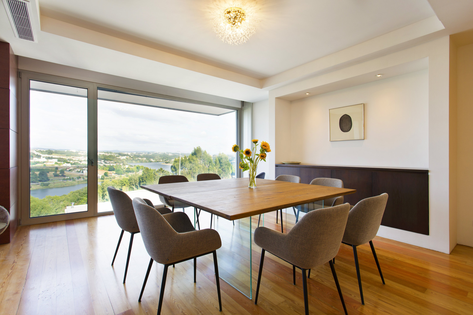 Top lounge/dining area with river view