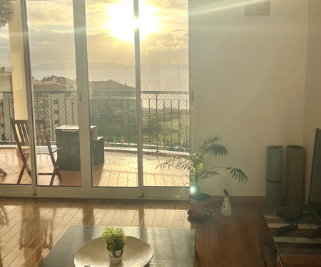 modern, large room with sea-view balcony