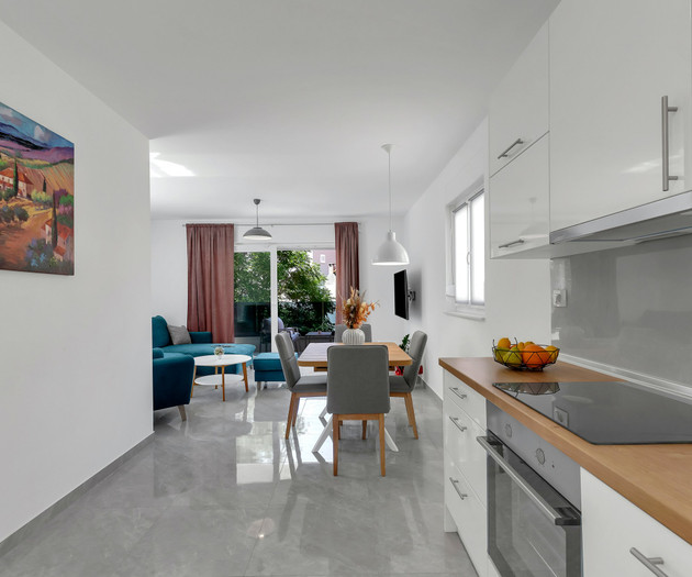 Kitchen open to living room