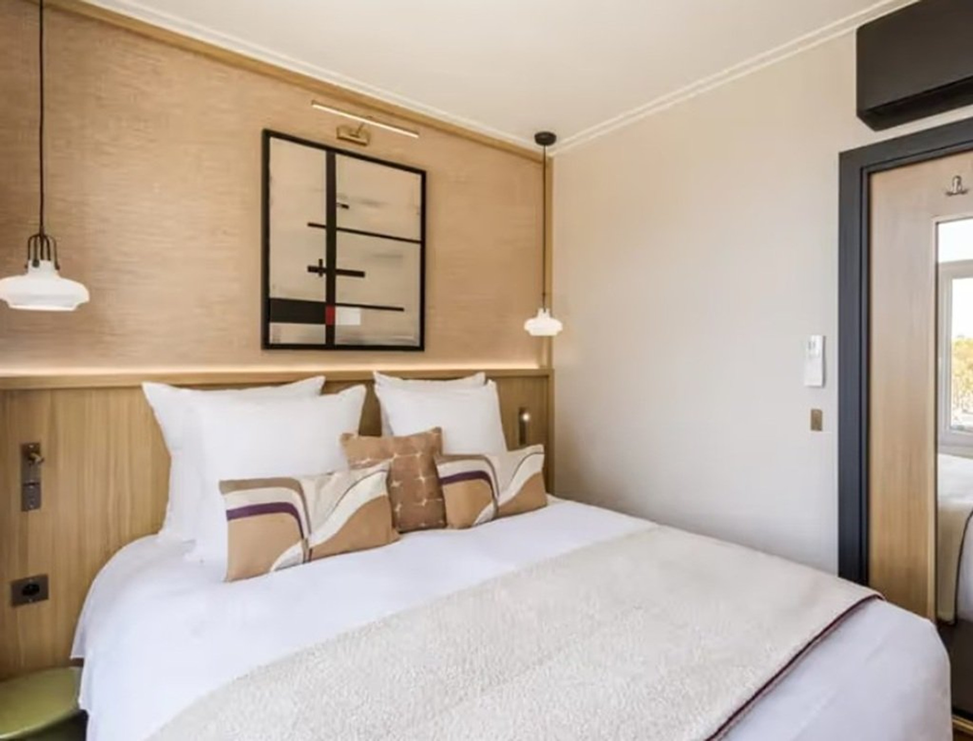 Bedroom with pendant lights