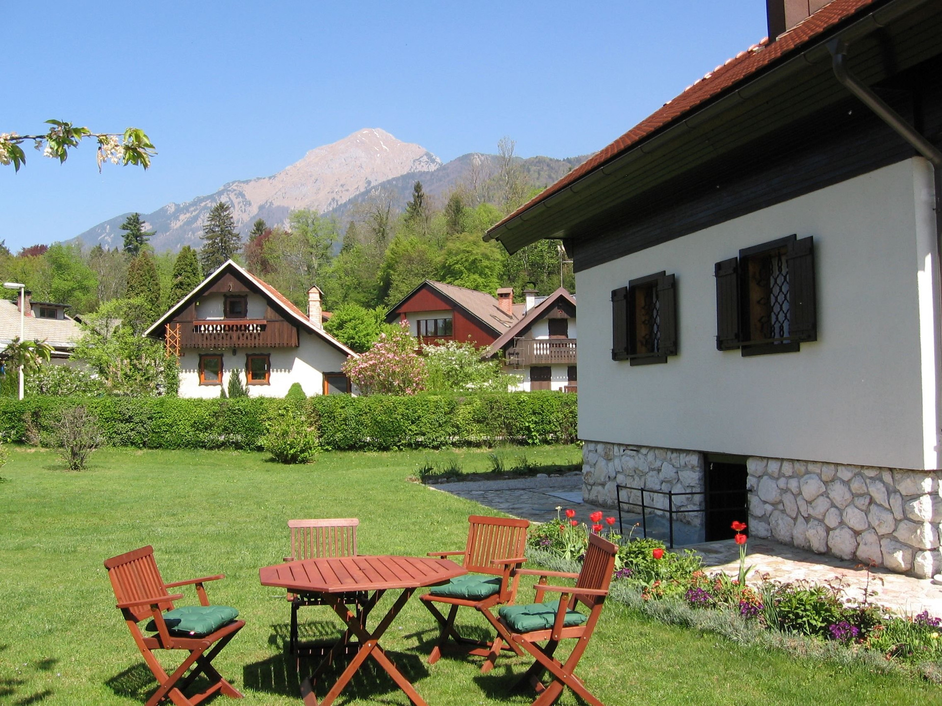 Garden seating with mountain view