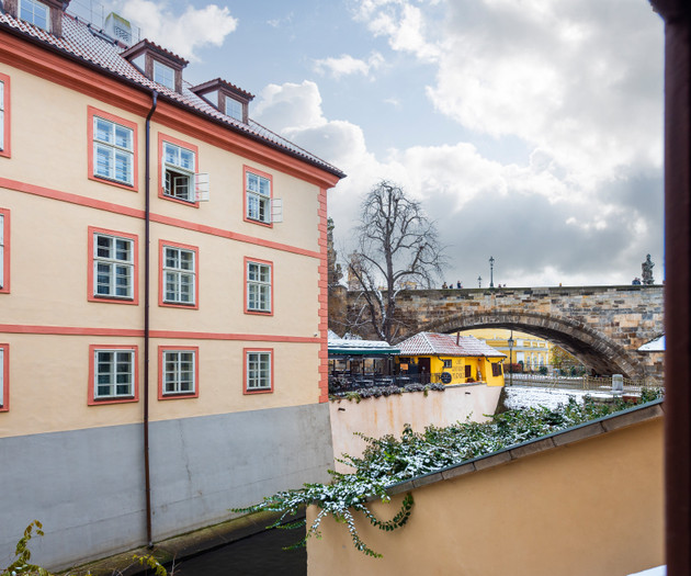 Window view of building and bridge