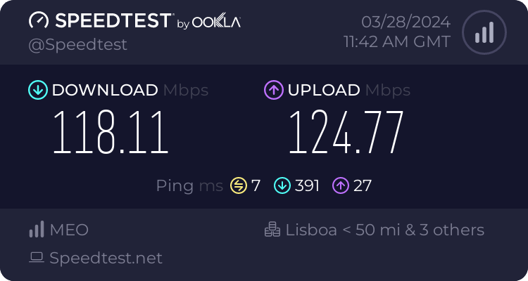 Speedtest.net result